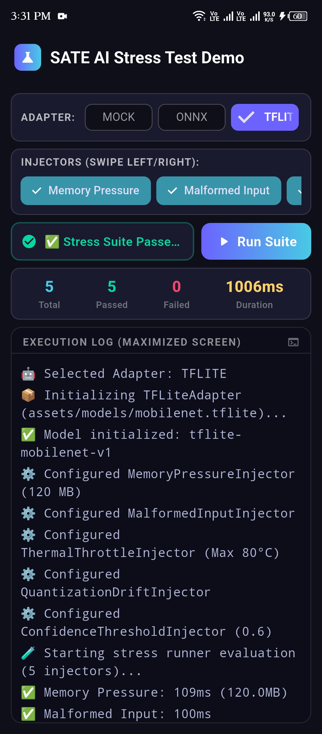 SATE AI Mobile App Interface